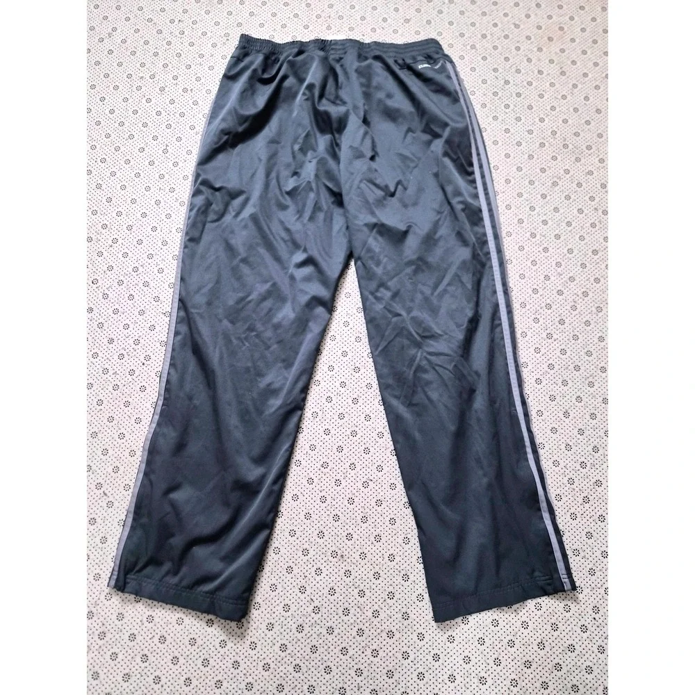 Adidas  Mens XL Track‎ Pants Black Grey  Stripe Athletic Training Pants